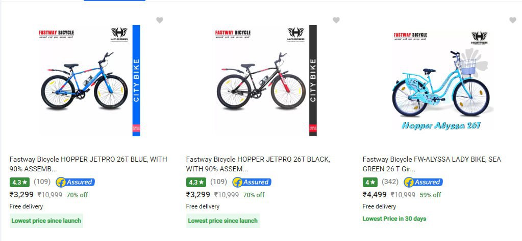 Fastway Bicycle Non Geared Cycles upto 70% off starting From Rs.3299